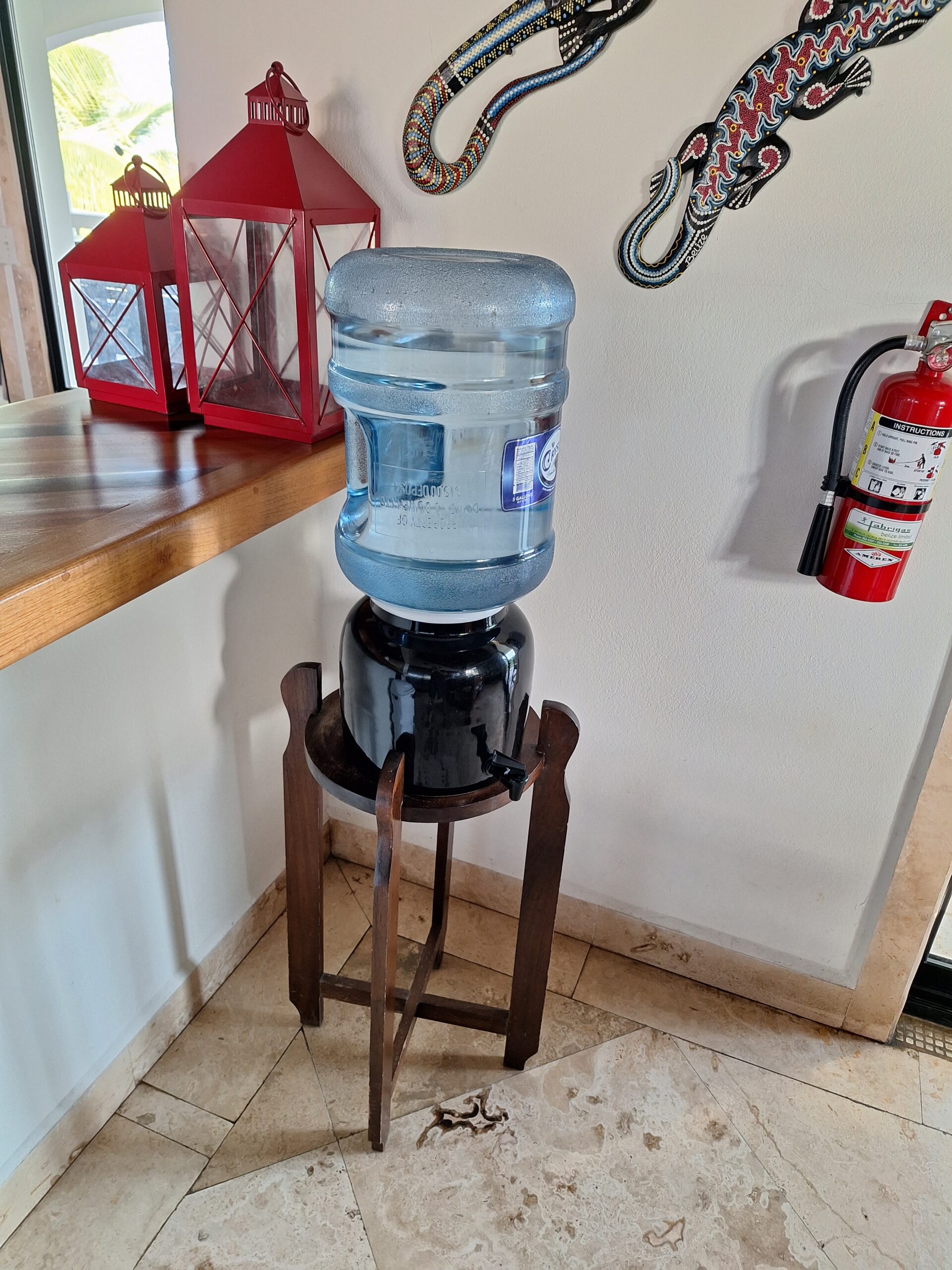 2 5 Gal drinking water bottles provided, one upstairs one downstairs. 